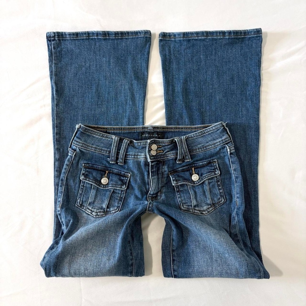 aeropostale low rise flare double button cargo flap pocket jeans y2k 2000 size 4